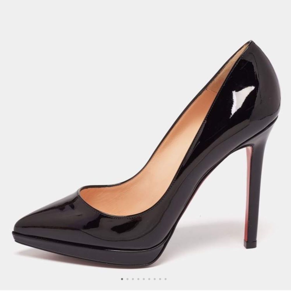 NIB- Christian Louboutin Black Patent Pigalle 120 Plato Pumps Size 38.5 / US 8